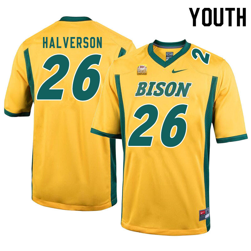 Youth #26 Jacob Halverson North Dakota State Bison College Football Jerseys Sale-Yellow - Click Image to Close